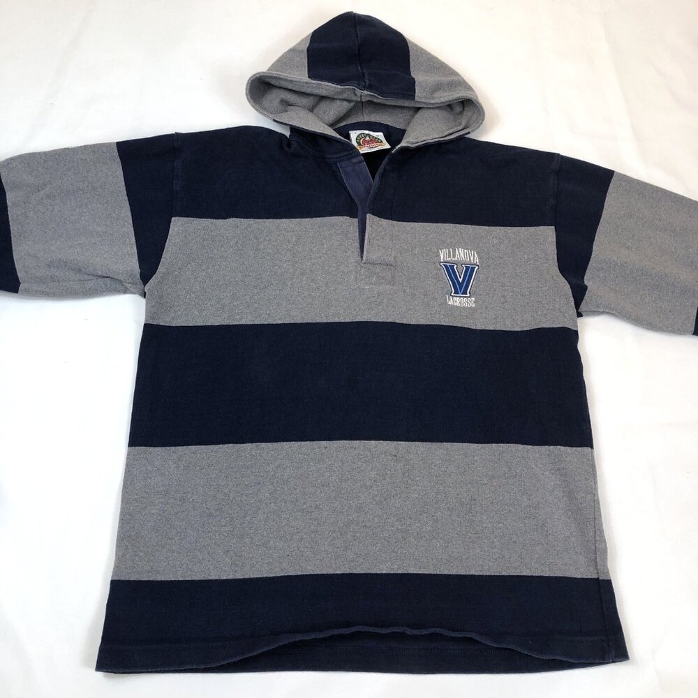 Villanova Lacrosse Barbarian Hooded Striped Rugby Long Sleeve #17 Mens Large - Picture 3 of 13